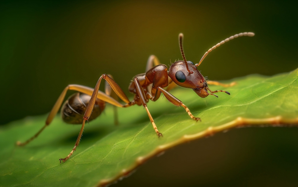 A,Macro,Shot,Of,An,Ant,With,Dark,Brown,Coloring